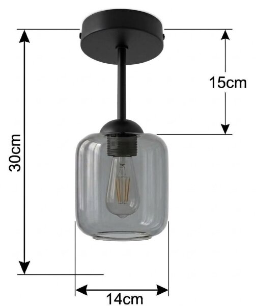 BRILAGI - LED Přisazený lustr R GLASS 1xE27/60W/230V pr. 14 cm černá/kouř šedá