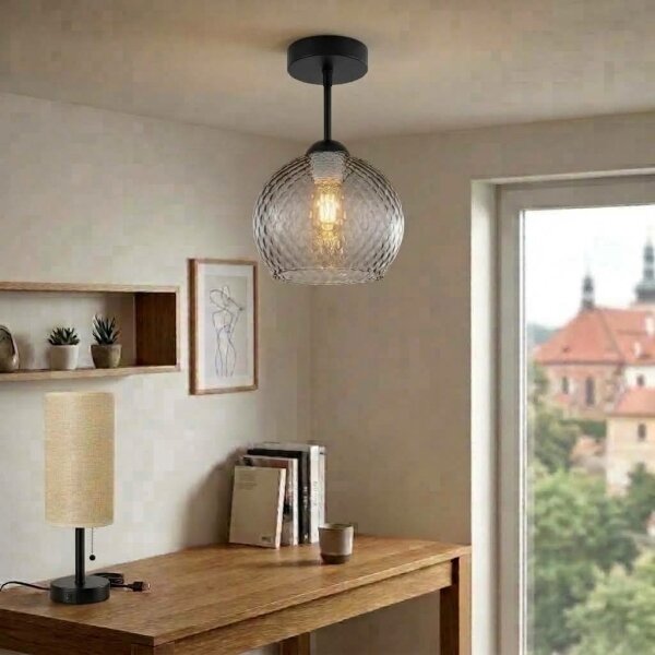 BRILAGI - LED Přisazený lustr R GLASS 1xE27/60W/230V pr. 25 cm černá/kouř šedá