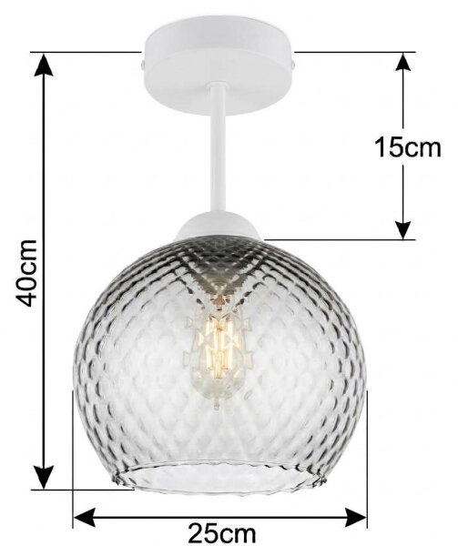 BRILAGI - LED Přisazený lustr R GLASS 1xE27/60W/230V pr. 25 cm bílá/kouř šedá