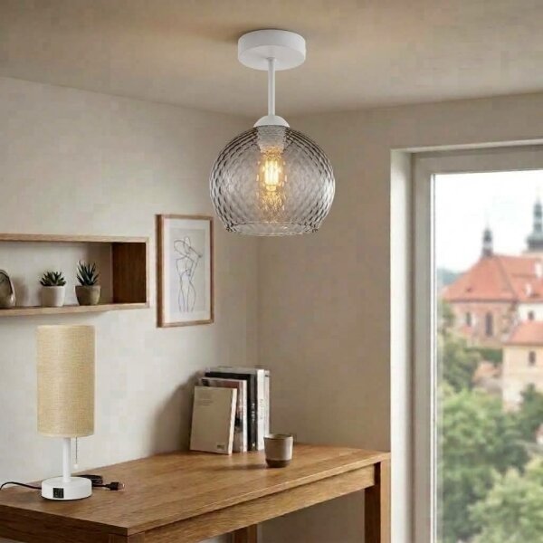 BRILAGI - LED Přisazený lustr R GLASS 1xE27/60W/230V pr. 25 cm bílá/kouř šedá