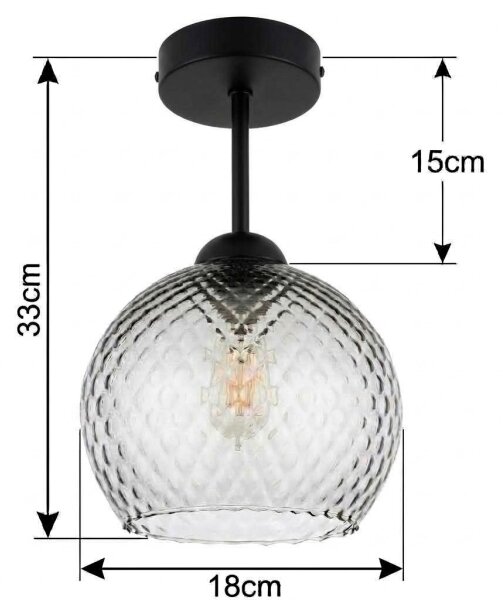 BRILAGI - LED Přisazený lustr R GLASS 1xE27/60W/230V pr. 18 cm černá/kouř šedá