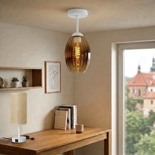 BRILAGI - LED Přisazený lustr R GLASS 1xE27/60W/230V pr. 17cm bílá/kouř béžová