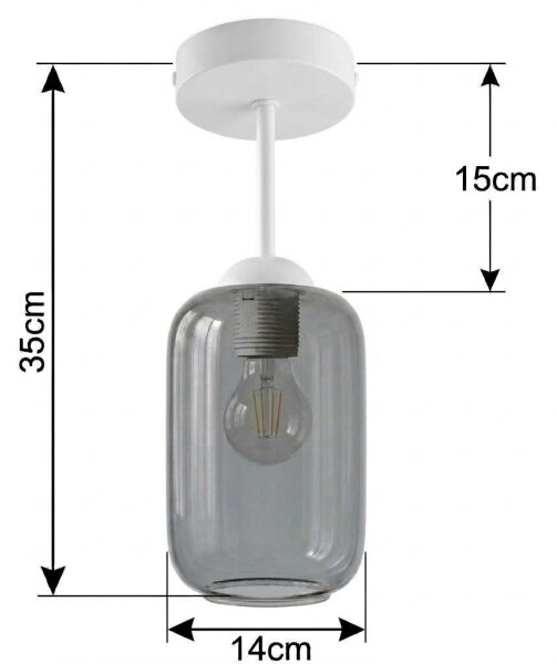 BRILAGI - LED Přisazený lustr R GLASS 1xE27/60W/230V pr. 14 cm bílá/kouř šedá