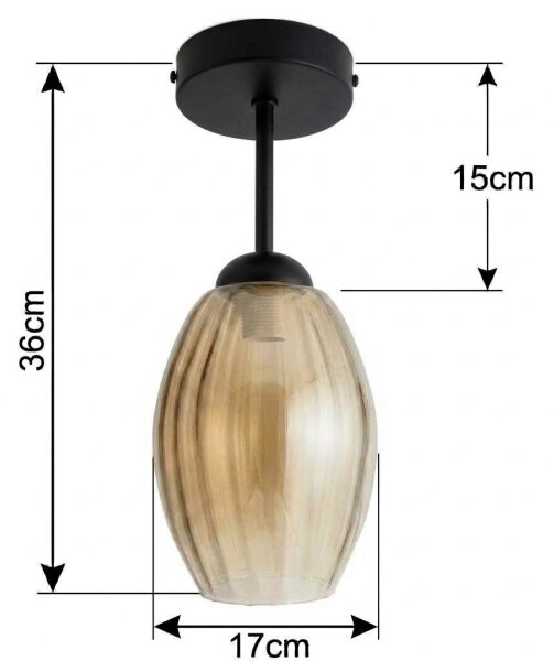 BRILAGI - LED Přisazený lustr R GLASS 1xE27/60W/230V pr. 17cm černá/kouř béžová