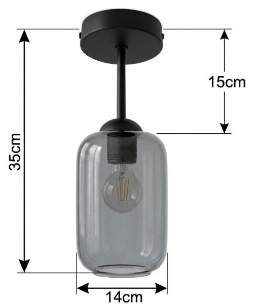 BRILAGI - LED Přisazený lustr R GLASS 1xE27/60W/230V pr. 14 cm černá/kouř šedá