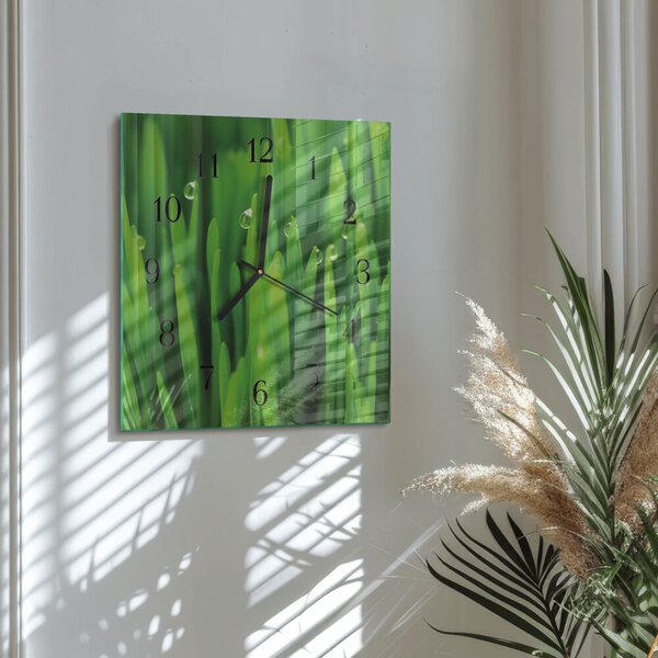 Skleněné hodiny na stěnu Tráva zskc-30x30-00178473