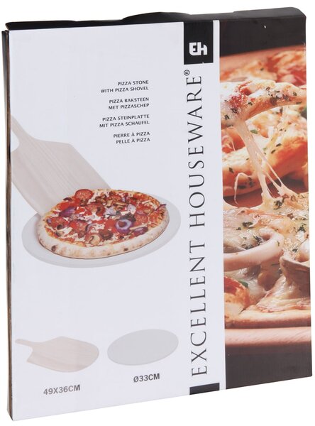 Prkénko na krájení pizzy Duo, keramický kámen + dřevo, (FI) 33 cm + 49x36 cm