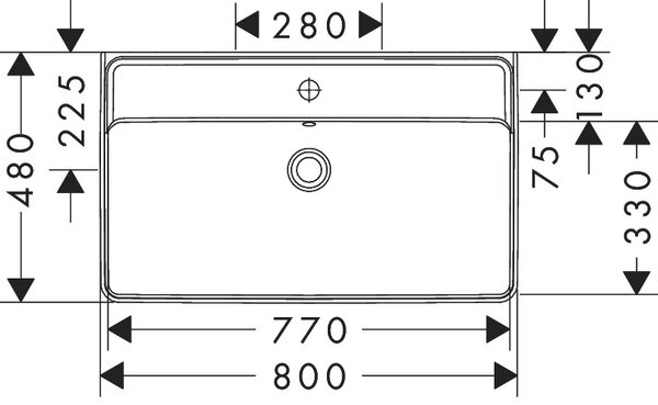 Hansgrohe Xanuia Q - Umyvadlo 800x480 mm s otvorem pro baterii a přepadem, bílá 60225450
