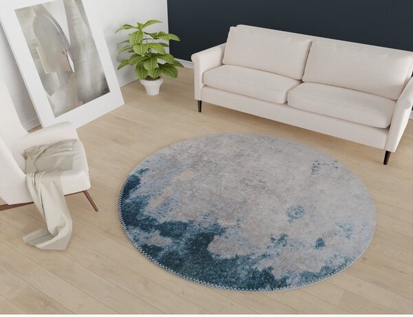 Modro-šedý pratelný kulatý koberec ø 80 cm – Vitaus