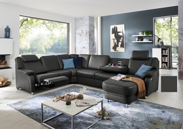 SEDACÍ SOUPRAVA, kůže, antracitová Beldomo Premium - Sedací soupravy