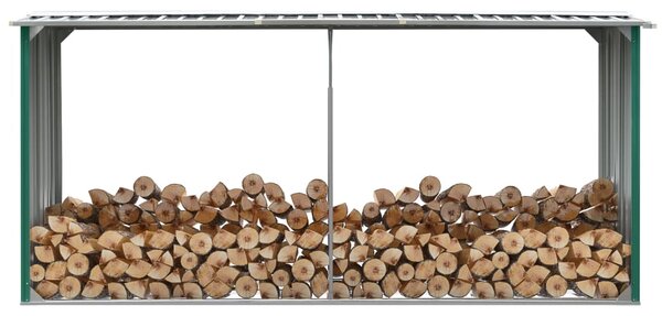 Zahradní kůlna na dříví pozinkovaná ocel 330x92x153 cm zelená