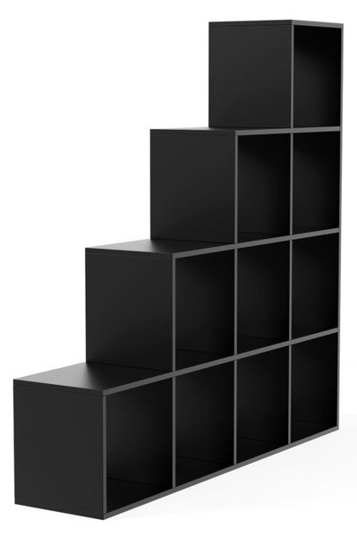 MIADOMODO Stupňovitý regál velký, volně stojící, černý