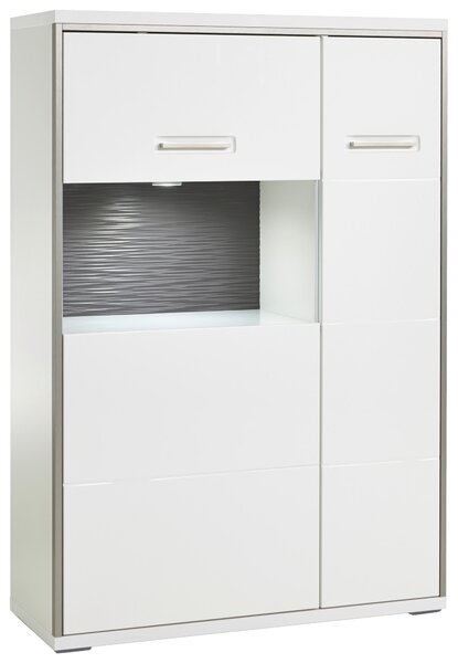 VYSOKÁ KOMODA, šedá, barvy stříbra, bílá, 94/137/38 cm Livetastic - Online Only obývací stěny, Online Only