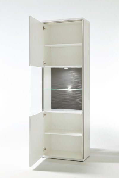 VITRÍNA, šedá, barvy stříbra, bílá, vysoce lesklá bílá, 64/201/38 cm Livetastic - Kredence a vitríny, Online Only