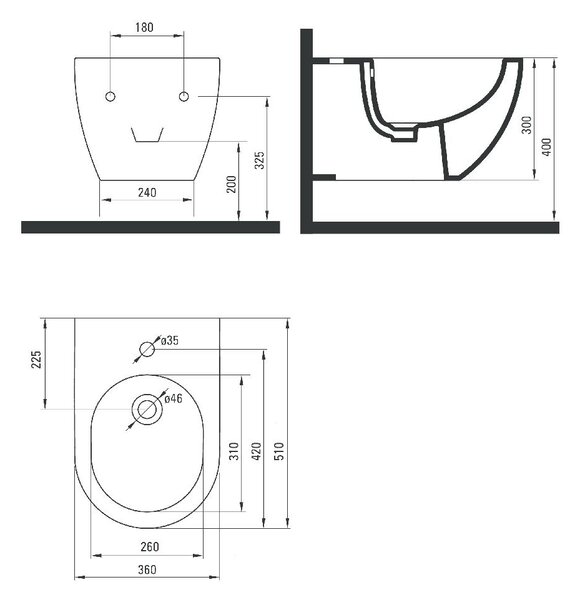 Deante Peonia bidet závěsný, antracit