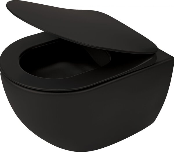 Aplomo Peonia rimless WC keramické závěsné se sedátkem, černá