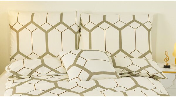 Krémové 6dílné povlečení na jednolůžko z mikrosaténu 140x200 cm Carter – My House