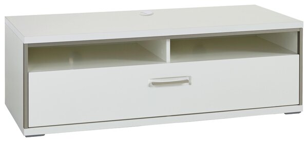 KOMODA POD TELEVIZI, šedá, barvy stříbra, bílá, vysoce lesklá bílá, 132/47/58 cm Livetastic - Online Only obývací stěny, Online Only