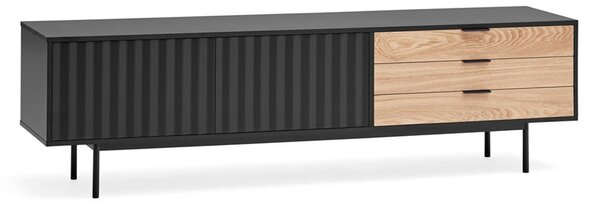 TV stolek v dekoru dubu v černo-přírodní barvě 180x52 cm Sierra – Teulat