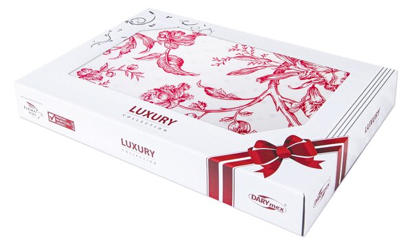 SATÉNOVÉ POVLEČENÍ LUXURY BLANC 200X220 CM, 2KS 70X80 CM KVĚTY
