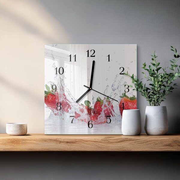 Skleněné hodiny na stěnu Jahoda zskc-30x30-00181268