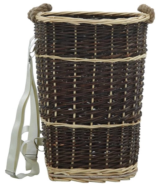 Nůše na dřevo s popruhy 44,5 x 37 x 50 cm přírodní vrba