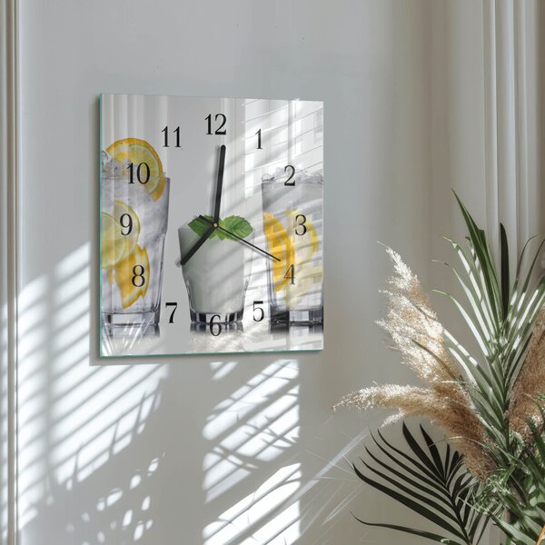 Skleněné hodiny na stěnu Citronová zskc-30x30-00180108