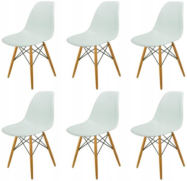 Sada 6 židlí Design DSW France BÍLÁ