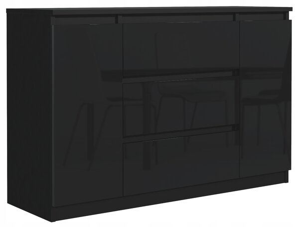 Komoda Meble Masztalerz 120 x 39 x 78 cm, černá lesklá