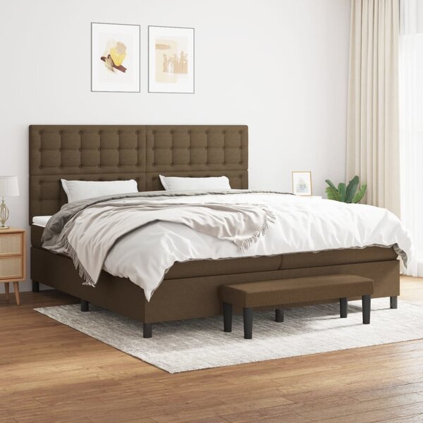 Box spring postel s matrací tmavě hnědá 200x200 cm textil 3136944