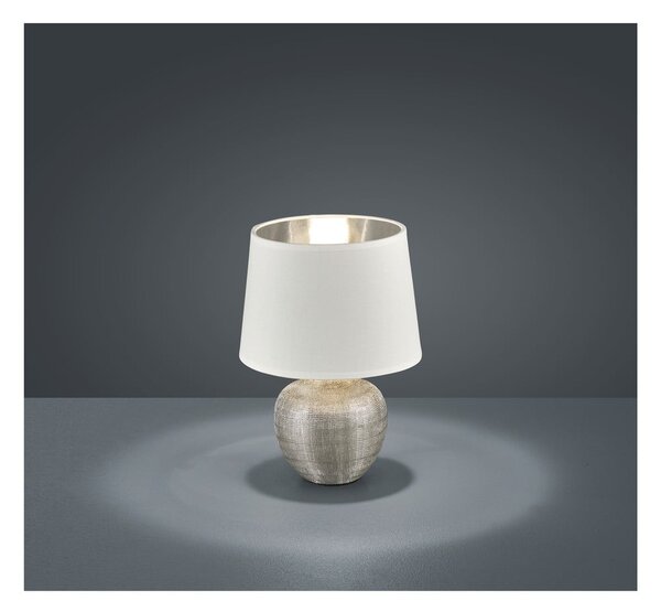 Bílá stolní lampa z keramiky a tkaniny Reality Luxor, výška 26 cm