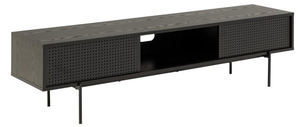 Černý TV stolek v dekoru jasanu 180x44,5 cm Angus – Actona
