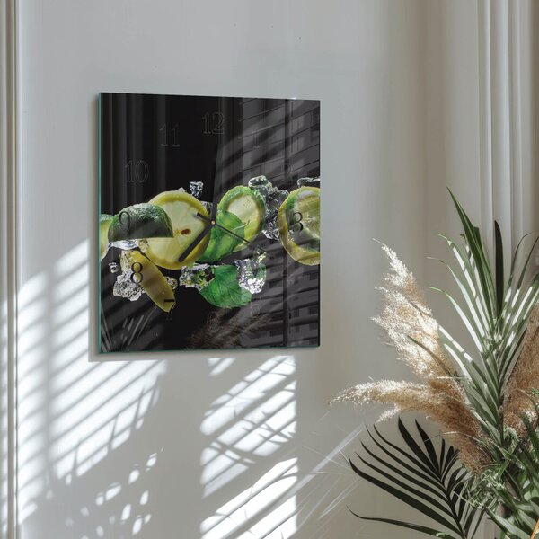 Skleněné hodiny na stěnu Citron a limetka zskc-30x30-00179892