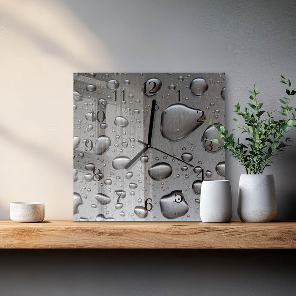 Skleněné hodiny na stěnu Kapky zskc-30x30-00178311