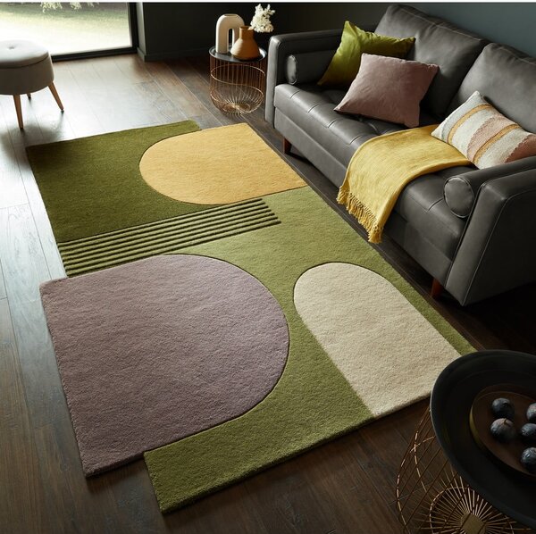 Zelený ručně tkaný vlněný koberec 120x180 cm Lozenge – Flair Rugs
