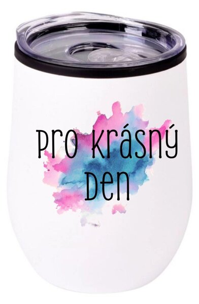Termohrnek "bowl" - Akvarelový otisk Pro krásný den 2 - bílý