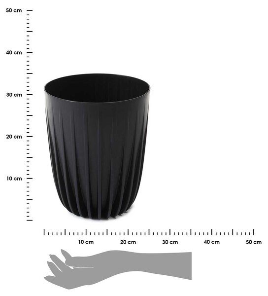 PLASTOVÝ KVĚTINÁČ STRIPPED ECO 30X25 CM ČERNÁ