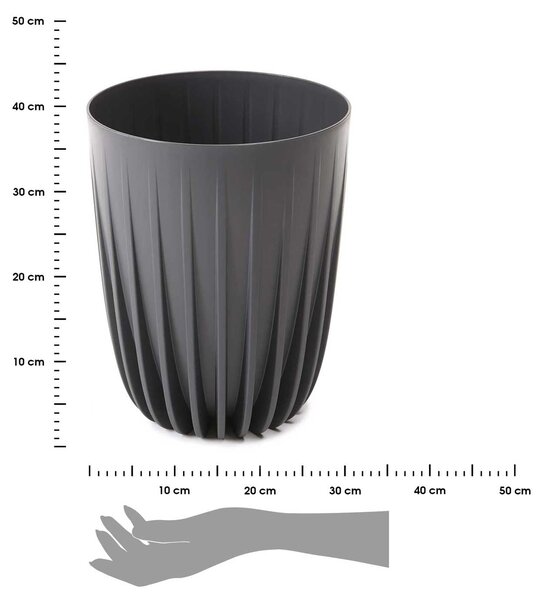 PLASTOVÝ KVĚTINÁČ STRIPPED ECO 36X30 CM ANTRACITOVÁ
