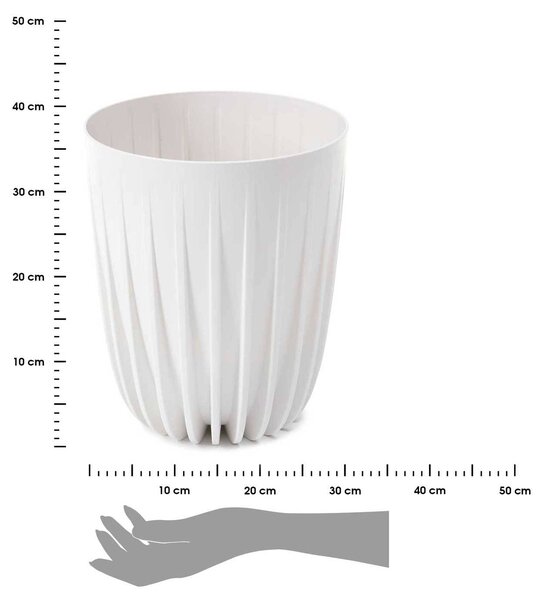 PLASTOVÝ KVĚTINÁČ STRIPPED ECO 46X39 CM BÍLÁ