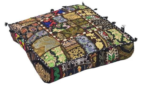 Meditační polštář, ručně vyšívaný patchwork, čtverec, 61x61x15cm (QD)