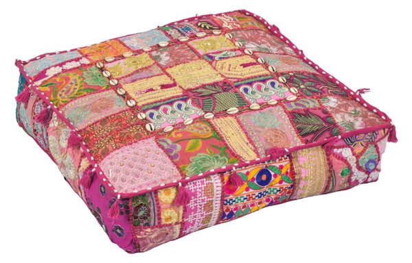 Meditační polštář, ručně vyšívaný patchwork, čtverec (QA)