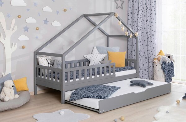 DĚTSKÁ POSTEL SE STŘÍŠKOU, 90/200 cm, světle šedá MID.YOU - Online Only dětské postele, Online Only