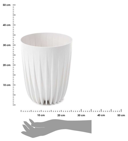 PLASTOVÝ KVĚTINÁČ STRIPPED ECO 30X25 CM BÍLÁ