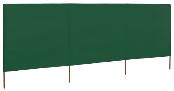 3dílná zástěna proti větru látková 400 x 160 cm zelená