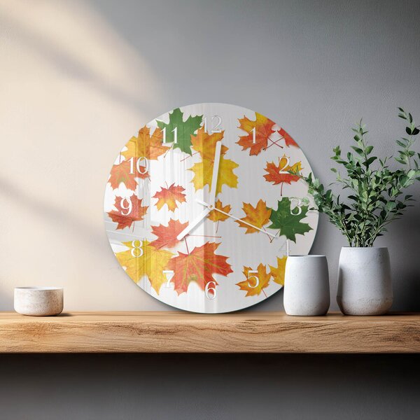 Skleněné hodiny na stěnu Listy zsob-fi30-00087095