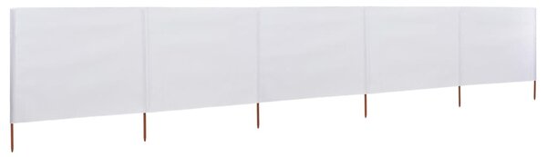 5dílná zástěna proti větru textil 600 x 120 cm pískově bílá