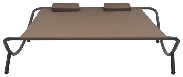 Zahradní lehátko textil hnědé