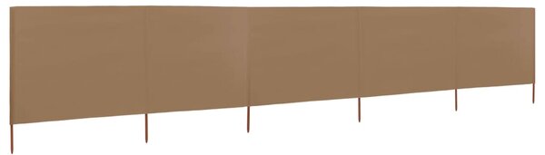 5dílná zástěna proti větru látková 600 x 80 cm taupe