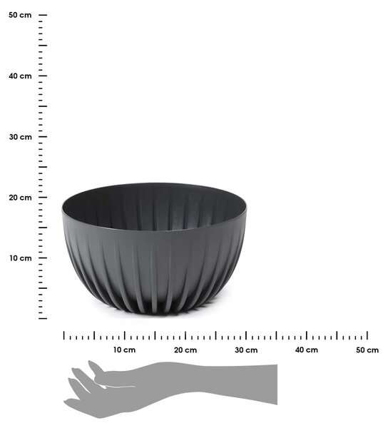 PLASTOVÝ KVĚTINÁČ STRIPPED ECO 16X30 CM ANTRACITOVÁ
