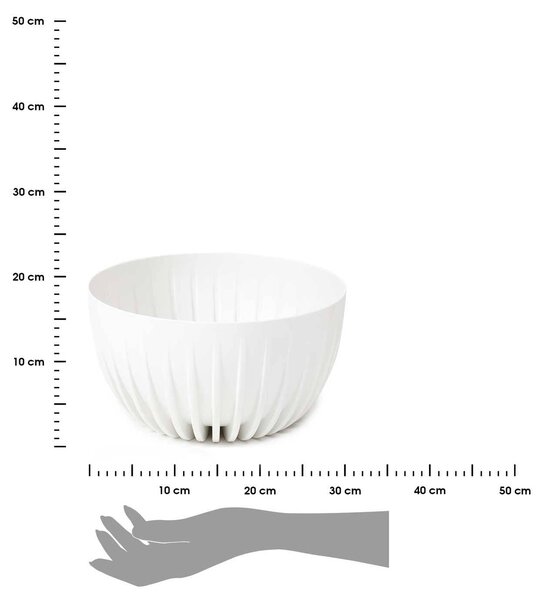 PLASTOVÝ KVĚTINÁČ STRIPPED ECO 16X30 CM BÍLÁ